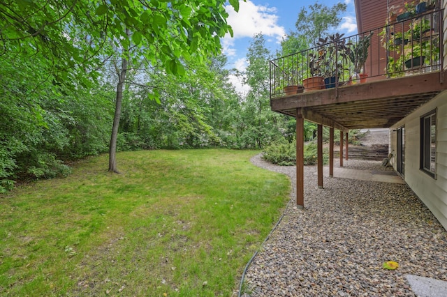 1398 Summit Cir W, Saint Paul, MN 55118 - view of green lawn featuring a wooden deck and a patio area