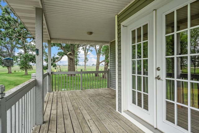 4193 Austin Rd, Owatonna, MN 55060 - wooden deck featuring french doors and a yard