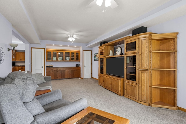 4193 Austin Rd, Owatonna, MN 55060 - living room featuring a ceiling fan and light colored carpet