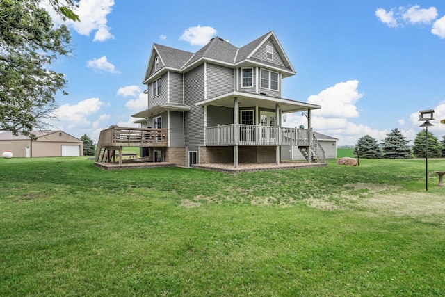 4193 Austin Rd, Owatonna, MN 55060 - rear view of property with stairs, a lawn, and a wooden deck