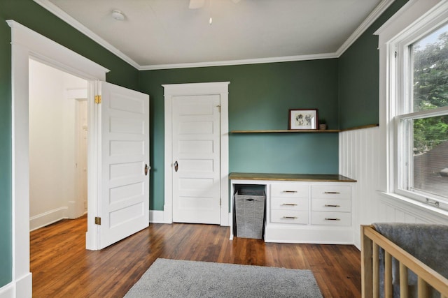 4210 Blaisdell Ave, Minneapolis, MN 55409 - unfurnished office with dark wood finished floors and crown molding