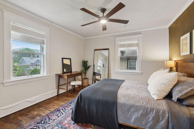 4210 Blaisdell Ave, Minneapolis, MN 55409 - bedroom with wood finished floors, crown molding, and ceiling fan