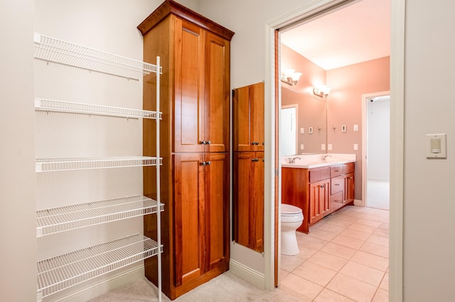 10725 Toledo Ln N, Brooklyn Park, MN 55443 - full bathroom with double vanity and tile patterned floors