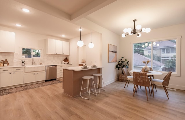 212 Diamond Lake Rd, Minneapolis, MN 55419 - kitchen with dishwasher, light wood-type flooring, plenty of natural light, tasteful backsplash, and recessed lighting