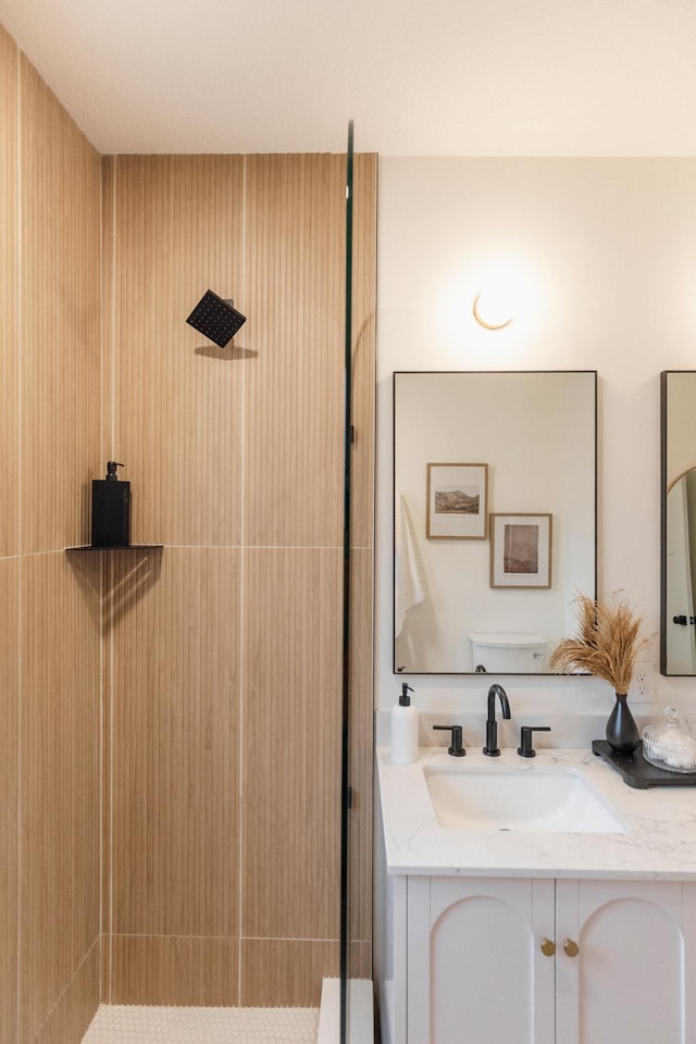 212 Diamond Lake Rd, Minneapolis, MN 55419 - bathroom featuring vanity and a tile shower