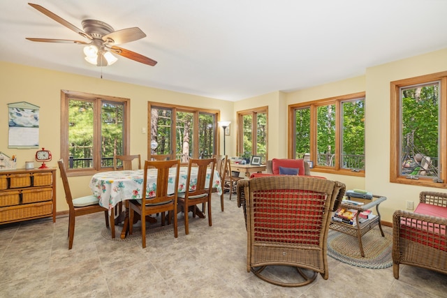 23148 Glenhaven Dr, Nevis, MN 56467 - dining room featuring plenty of natural light and a ceiling fan