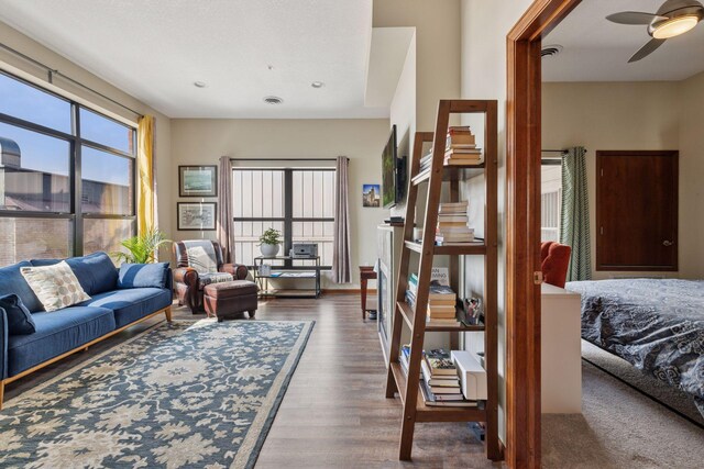 270 4th St E Unit 509, Saint Paul, MN 55101 - living area with wood finished floors and ceiling fan