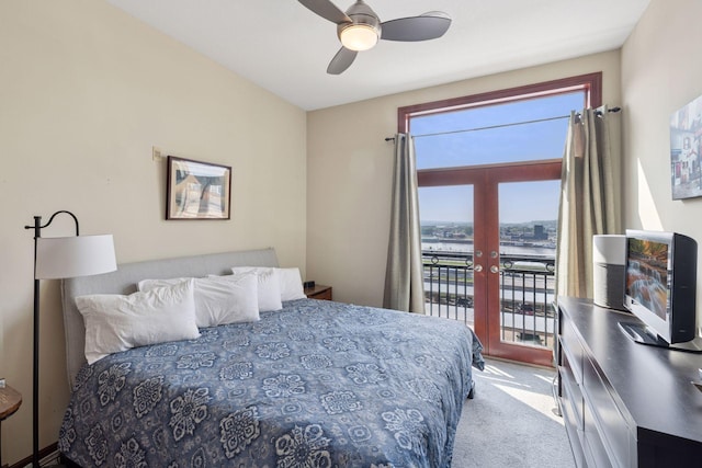 270 4th St E Unit 509, Saint Paul, MN 55101 - carpeted bedroom with access to outside, french doors, and a ceiling fan