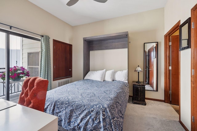 270 4th St E Unit 509, Saint Paul, MN 55101 - carpeted bedroom featuring access to exterior and a ceiling fan
