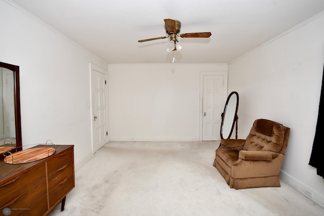 1321 4th St N, Fargo, ND 58102 - sitting room with light carpet, ceiling fan, and crown molding