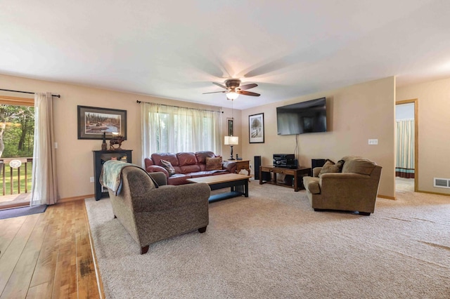 7270 Stone Rdg, Crow Wing Twp, MN 56401 - living room with ceiling fan and light wood-style flooring