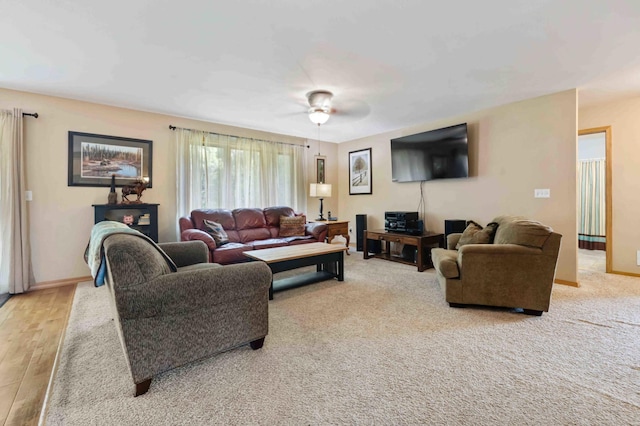 7270 Stone Rdg, Crow Wing Twp, MN 56401 - living area with a ceiling fan and wood finished floors