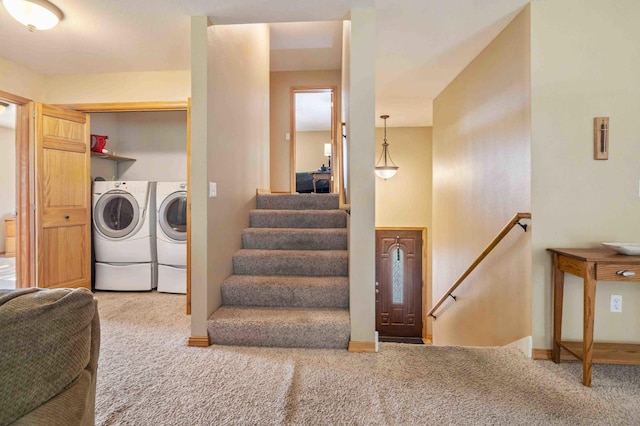 7270 Stone Rdg, Crow Wing Twp, MN 56401 - laundry room with carpet floors and separate washer and dryer