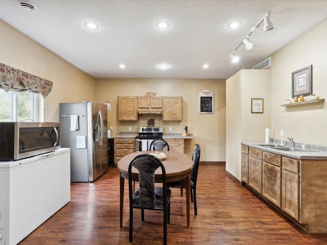 25935 310th St, Sebeka, MN 56477 - dining room featuring dark wood finished floors, track lighting, and recessed lighting