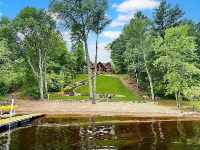 49512 202nd Pl, Shamrock Twp, MN 55760 - dock area featuring a water view and view of scattered trees