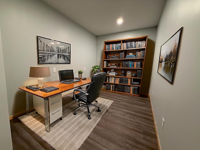 49512 202nd Pl, Shamrock Twp, MN 55760 - home office featuring wood finished floors and recessed lighting