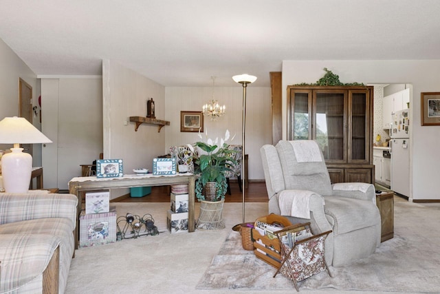 5440 Three Points Blvd Unit 531, Mound, MN 55364 - living room featuring a chandelier and light colored carpet
