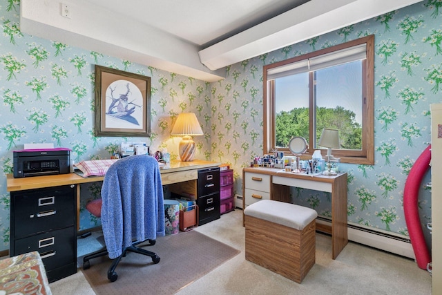 5440 Three Points Blvd Unit 531, Mound, MN 55364 - home office featuring wallpapered walls, a baseboard heating unit, and baseboard heating