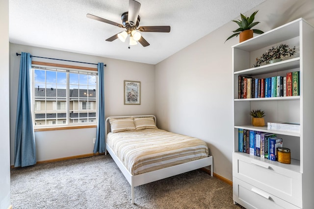 2533 Cobble Hill Ct Unit H, Woodbury, MN 55125 - bedroom featuring carpet floors, a ceiling fan, and a textured ceiling