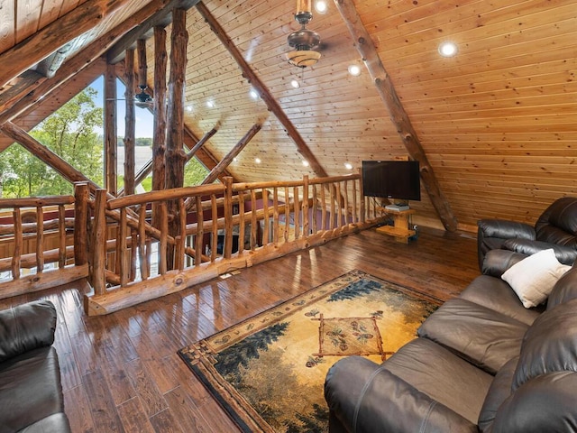 2406 Augusta Rd, Fair Haven Twp, MN 55382 - living room with wood ceiling, hardwood / wood-style floors, and recessed lighting
