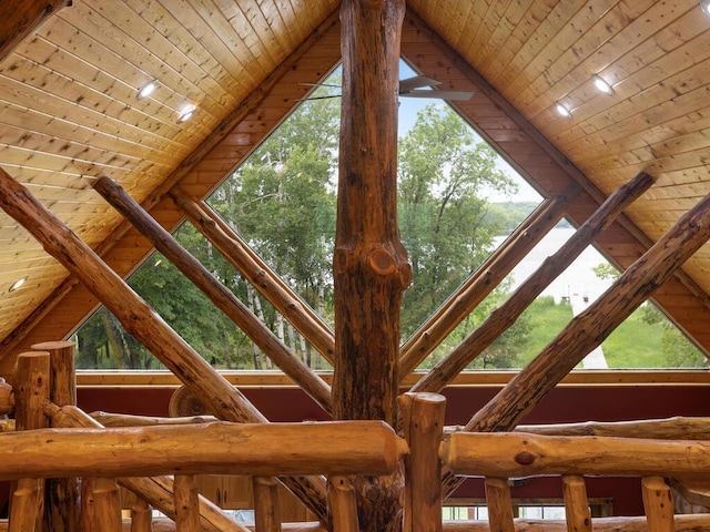 2406 Augusta Rd, Fair Haven Twp, MN 55382 - detailed view of a wood ceiling with exposed beams