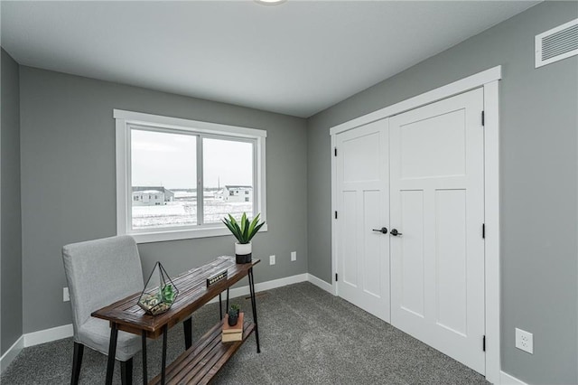 2105 Elk Run Dr SE, Pine Island, MN 55963 - office space with baseboards and dark colored carpet