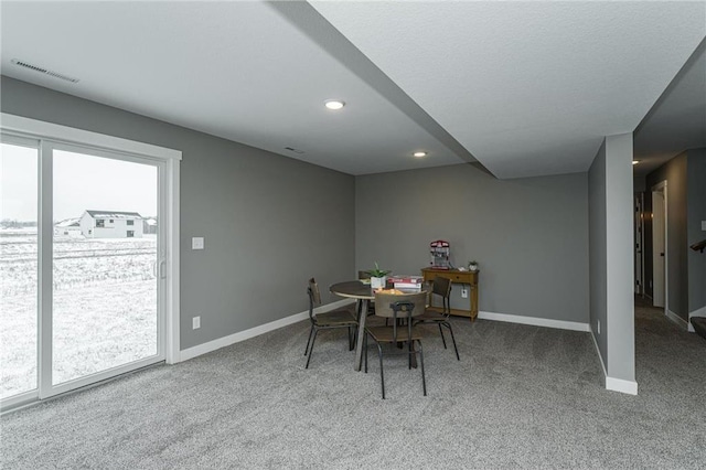 2105 Elk Run Dr SE, Pine Island, MN 55963 - dining space featuring carpet floors and recessed lighting