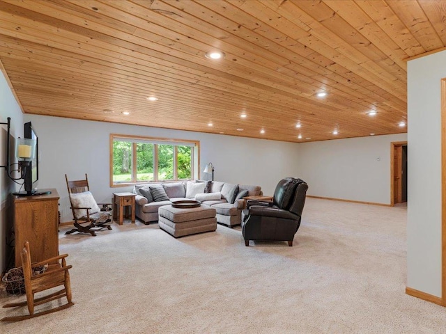 11034 Forest View Ct SW, Nisswa, MN 56468 - carpeted living area with wood ceiling and recessed lighting