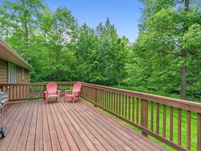 11034 Forest View Ct SW, Nisswa, MN 56468 - wooden terrace featuring a lawn