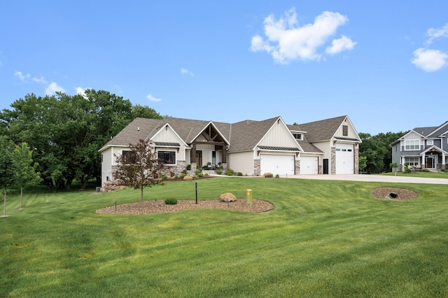 4452 167th Ave NW, Andover, MN 55304 - craftsman-style home featuring a garage, driveway, stone siding, a front yard, and board and batten siding