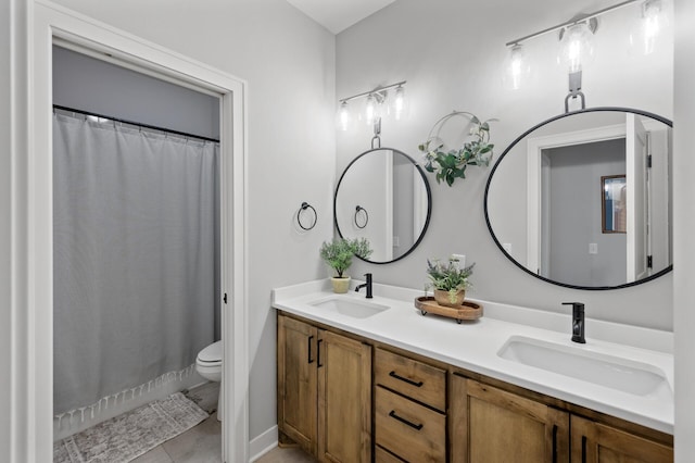 4452 167th Ave NW, Andover, MN 55304 - full bath featuring double vanity, curtained shower, and tile patterned floors