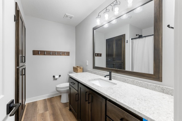 4452 167th Ave NW, Andover, MN 55304 - bathroom featuring vanity, wood finished floors, and a shower with shower curtain