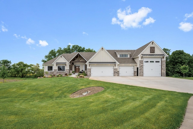 4452 167th Ave NW, Andover, MN 55304 - craftsman-style home with board and batten siding, stone siding, a garage, driveway, and a front yard