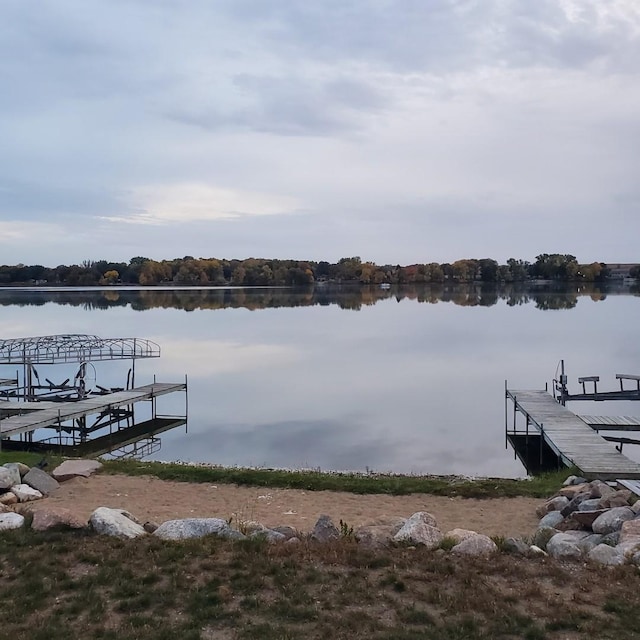 13240 Devils Lake Rd NW Unit 20, Brandon, MN 56315 - dock area featuring a water view and boat lift