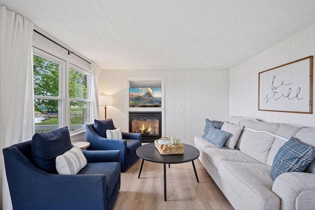 7315 120th St NW, Annandale, MN 55302 - living area featuring wood finished floors and a glass covered fireplace