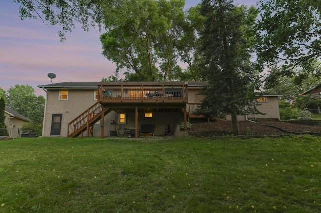 6788 147th St W, Savage, MN 55378 - back of house featuring stairway, a wooden deck, and a yard