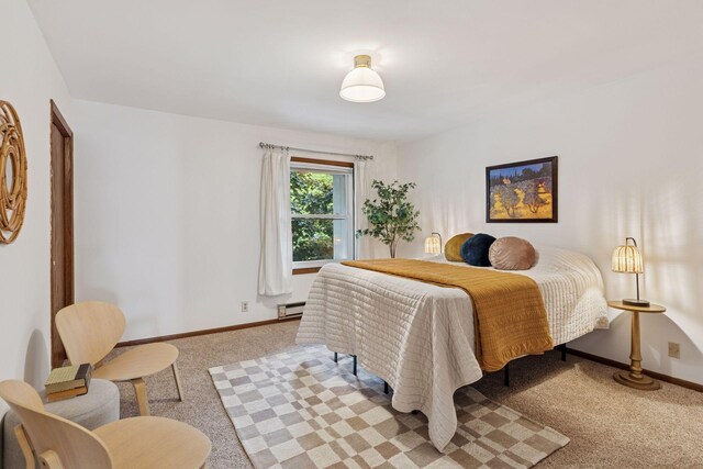 301 3rd St S Unit 302, Stillwater, MN 55082 - bedroom with light carpet and a baseboard heating unit