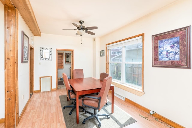 14 3rd St, Proctor, MN 55810 - dining room featuring light wood-style flooring and ceiling fan