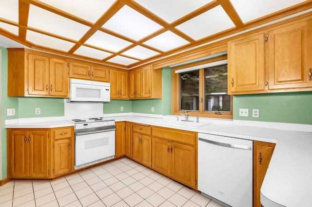 1207 Silverthorn Ct, Shoreview, MN 55126 - kitchen with white appliances, light countertops, and light tile patterned floors