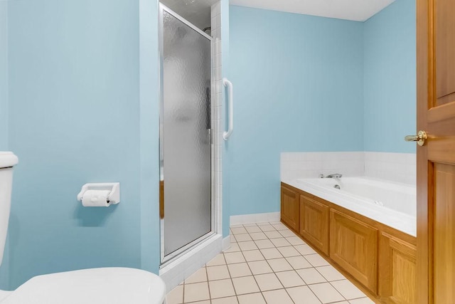 1207 Silverthorn Ct, Shoreview, MN 55126 - bathroom with tile patterned floors, a shower stall, and a bath