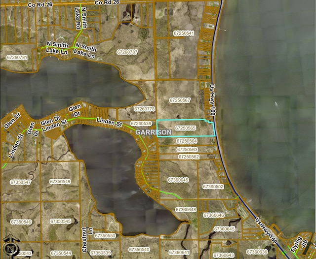 7165 US Highway 169, Garrison, MN 56450 - aerial overview of property's location with property parcel outlined