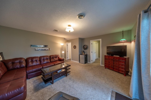 609 Main St E, Wabasha, MN 55981 - carpeted living room with a textured ceiling and baseboards