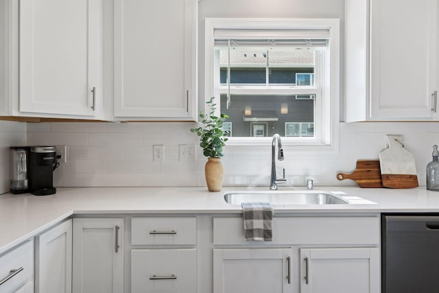 9462 Bridle Way, Victoria, MN 55386 - kitchen with dishwasher, white cabinets, decorative backsplash, and light countertops