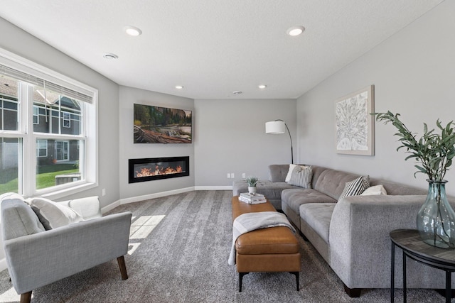 9462 Bridle Way, Victoria, MN 55386 - living area featuring carpet, recessed lighting, and a glass covered fireplace
