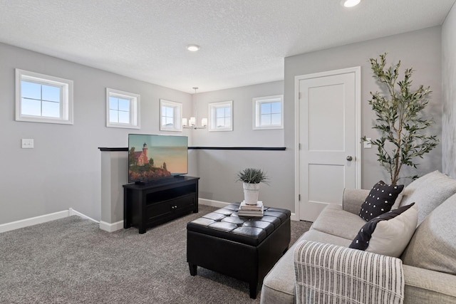 9462 Bridle Way, Victoria, MN 55386 - living room featuring plenty of natural light, carpet flooring, recessed lighting, and a textured ceiling