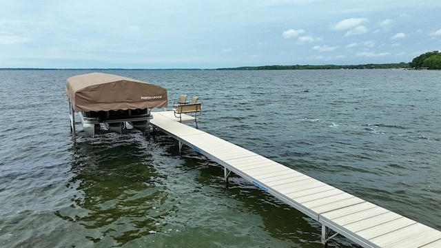 14275 Schuelke Beach Rd NW, Miltona, MN 56354 - dock featuring a water view and boat lift