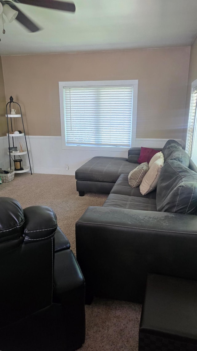 524 1st Ave SE, Wells, MN 56097 - carpeted living area with plenty of natural light and ceiling fan