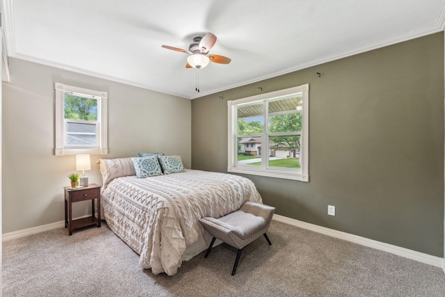 6636 Lancaster Ln N, Maple Grove, MN 55369 - bedroom with carpet flooring, crown molding, and ceiling fan