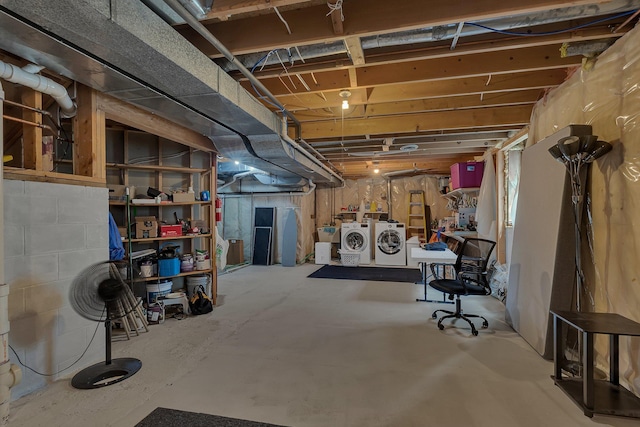 1805 7th Ave N, Sartell, MN 56377 - unfinished basement featuring washing machine and clothes dryer