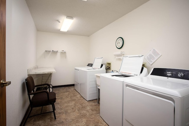 1415 Lake St Unit 114, Alexandria, MN 56308 - washroom with washing machine and clothes dryer and a textured ceiling